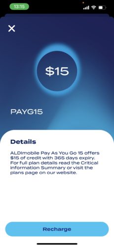 ALDI mobile $15 PayAsYouGo