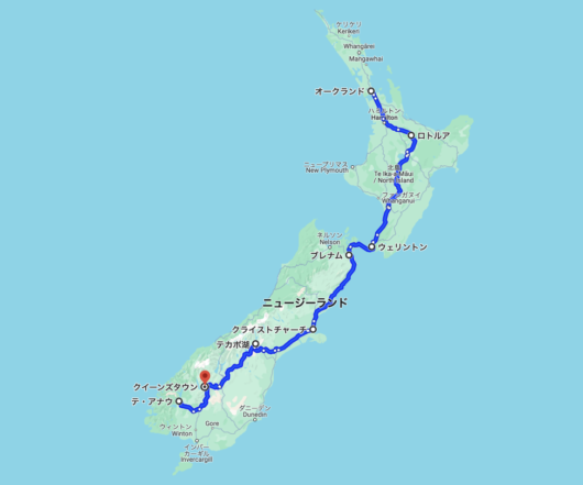 New Zealand Trip Drive Route