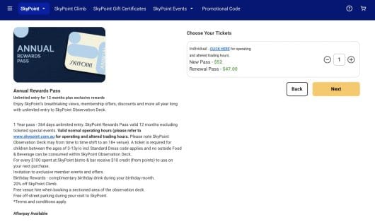 Q1 Skypoint Annual rewards pass