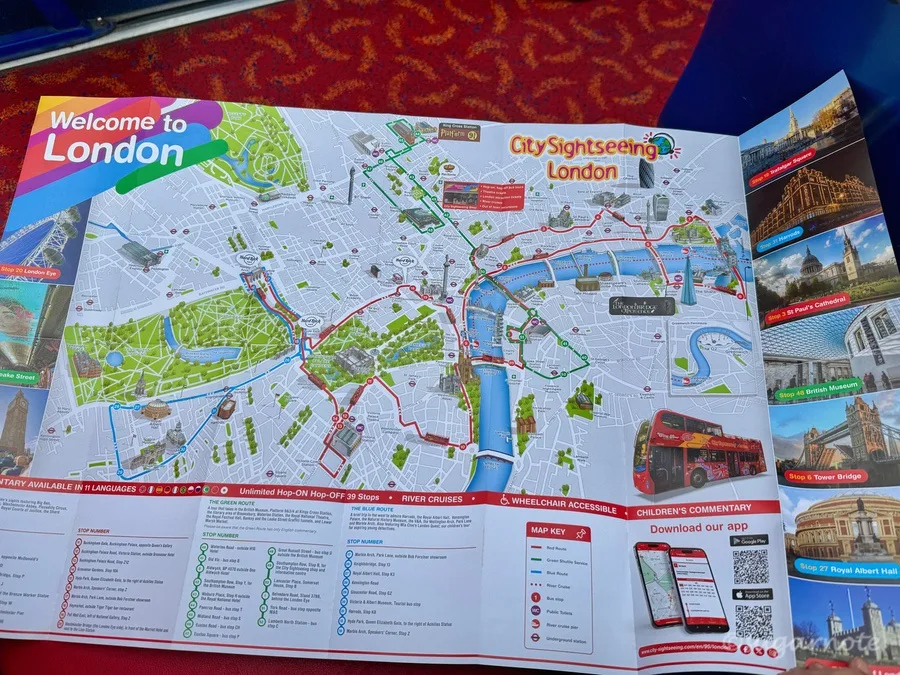 Hop On Hop Off map, City Sightseeing London