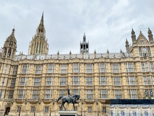 Statue of Richard I in Old Palace Yard outside the Palace of Westminster in London
