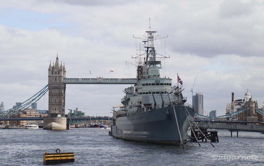 HMS Belfast on Thames River, London